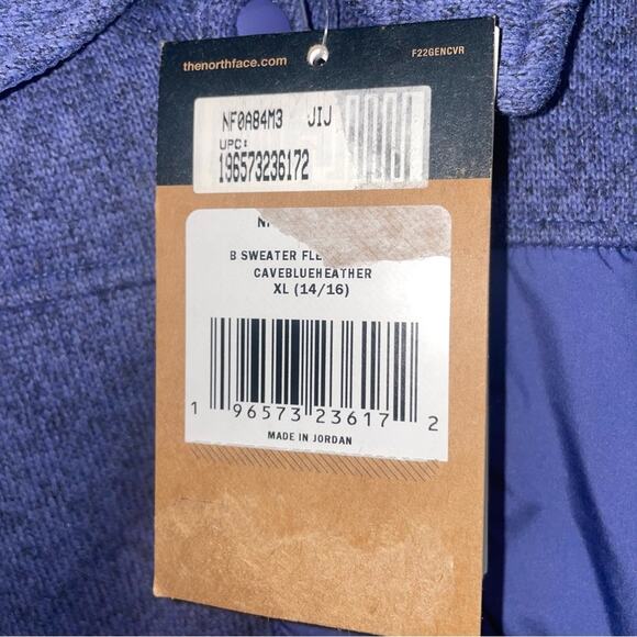 NWT The North Face Sweater Fleece Button Down Jacket in Blue XL 14/16 - Picture 5 of 7